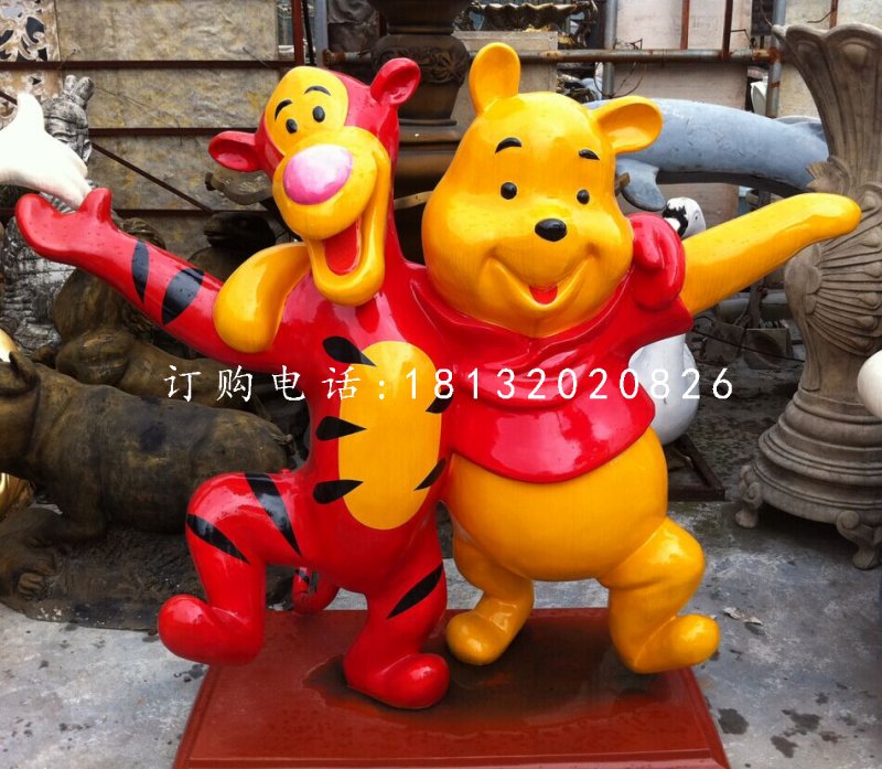 維尼熊跳跳虎雕塑，玻璃鋼卡通雕塑