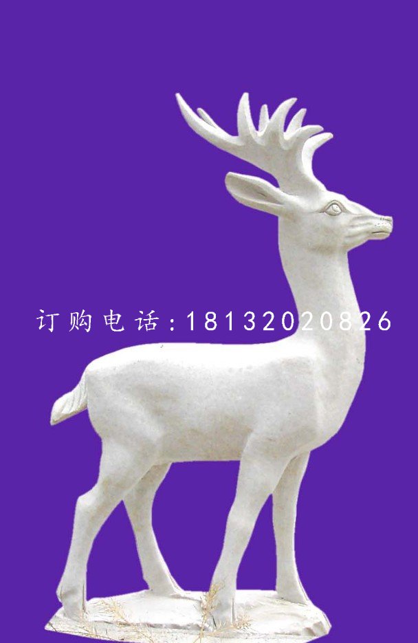 小鹿石雕，公園漢白玉動(dòng)物雕塑
