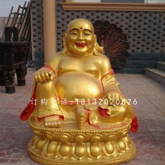 坐式彌勒佛雕塑，銅雕彩繪佛像