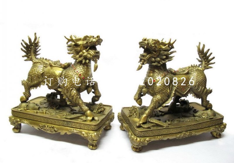鑄銅麒麟雕塑，銅雕神獸