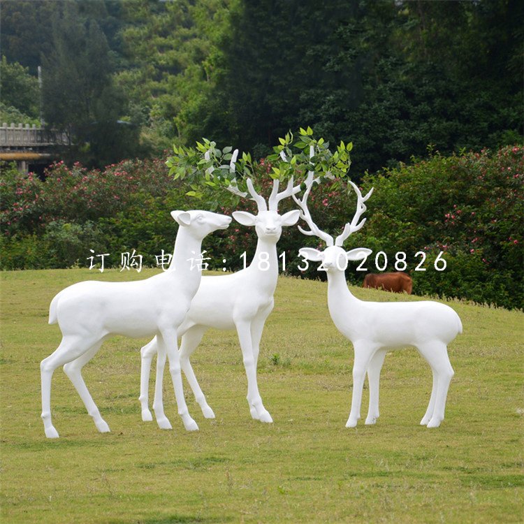 玻璃鋼樹葉鹿，玻璃鋼抽象動(dòng)物雕塑