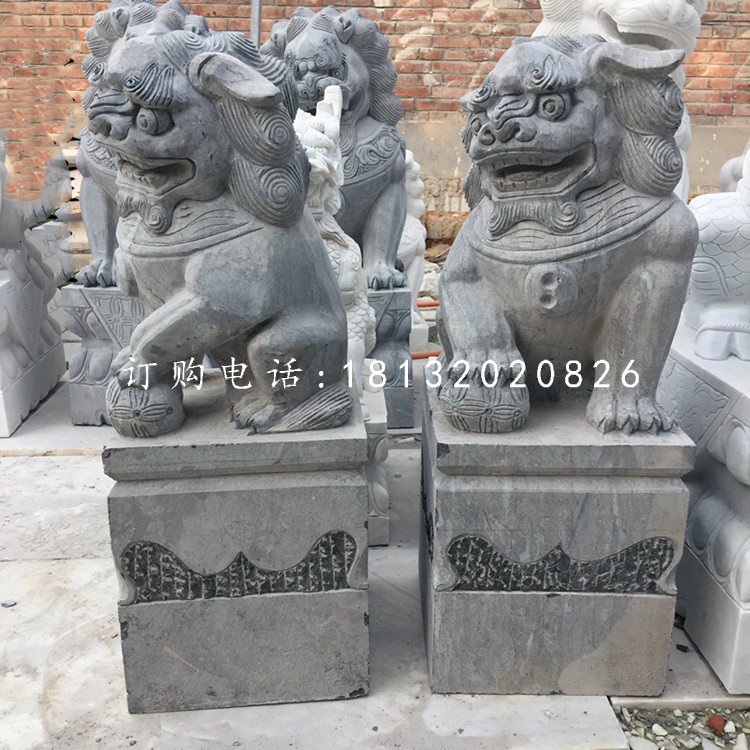 青石仿古石獅子，看門石桌石雕