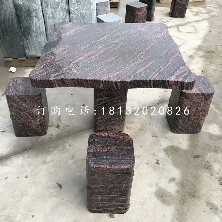 石雕方桌凳，公園桌凳石雕