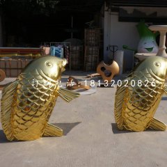 金色鯉魚雕塑，玻璃鋼仿真動物