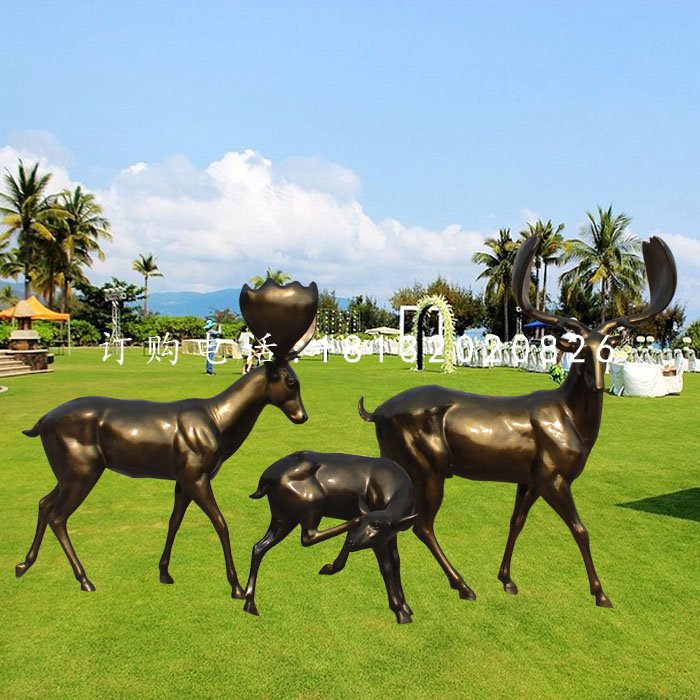 玻璃鋼仿銅鹿，玻璃鋼動物雕塑