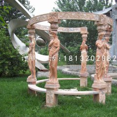 西方人物石涼亭，晚霞紅歐式涼亭