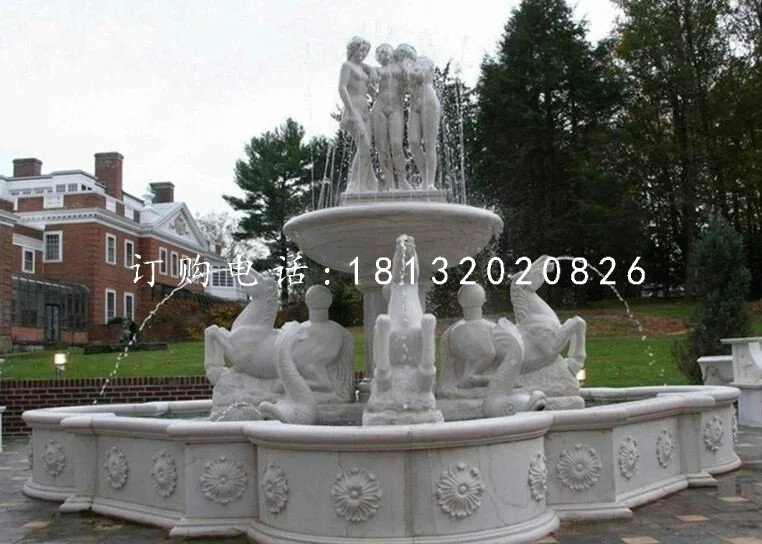 公園石噴泉，公園西方人物噴泉雕塑