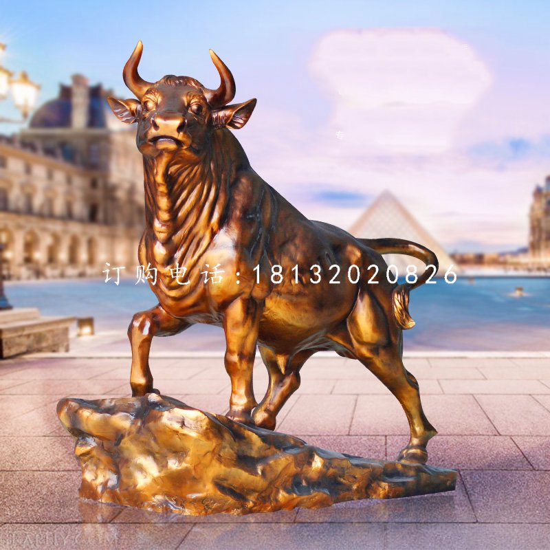 玻璃鋼仿銅牛，廣場(chǎng)景觀雕塑 (5)