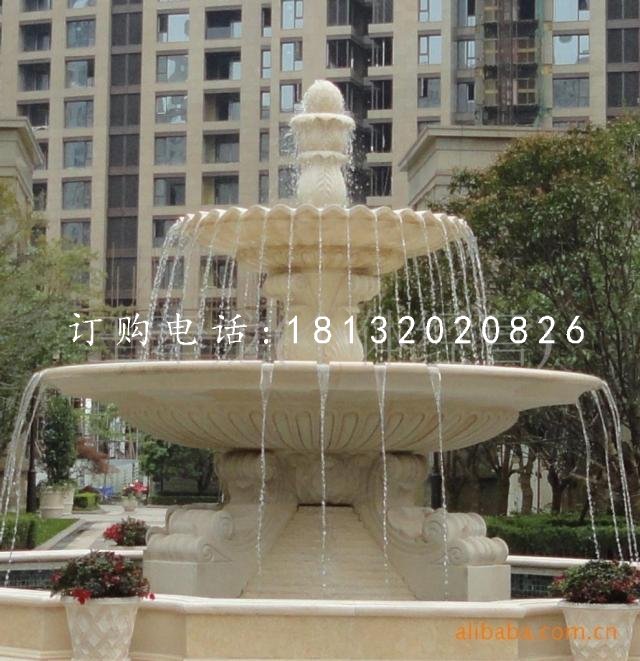 三層歐式噴泉石雕，小區噴泉雕塑