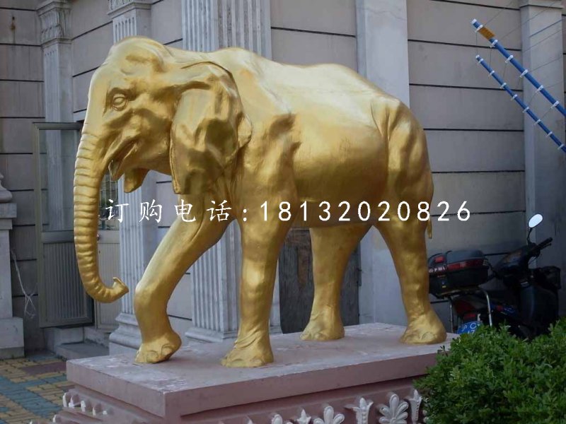 玻璃鋼仿銅大象，門口大象雕塑