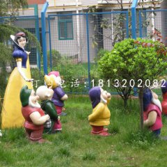 白雪公主七個(gè)小矮人雕塑，玻璃鋼卡通人物