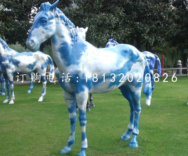 玻璃鋼彩繪馬公園動物雕塑