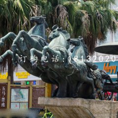 古代青銅馬車(chē)雕塑 街邊景觀雕塑