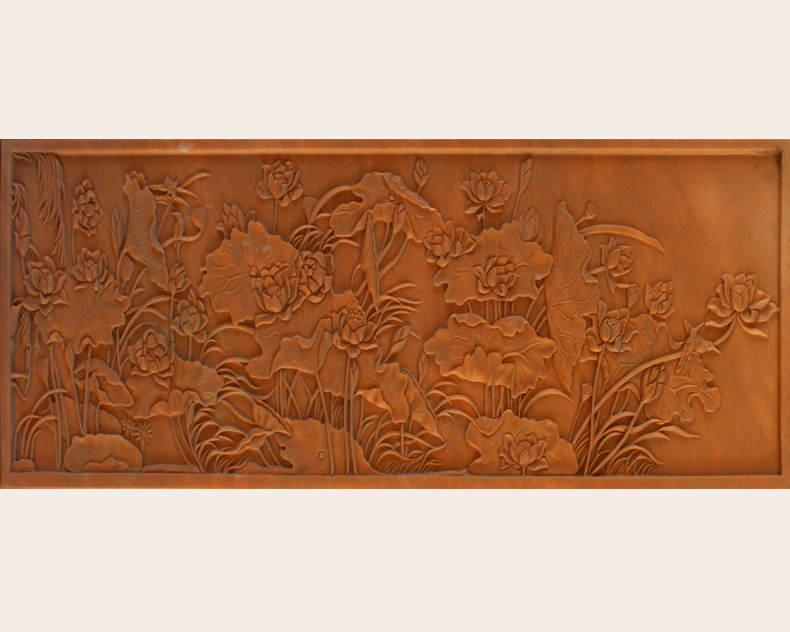 晚霞紅壁畫浮雕，大理石浮雕