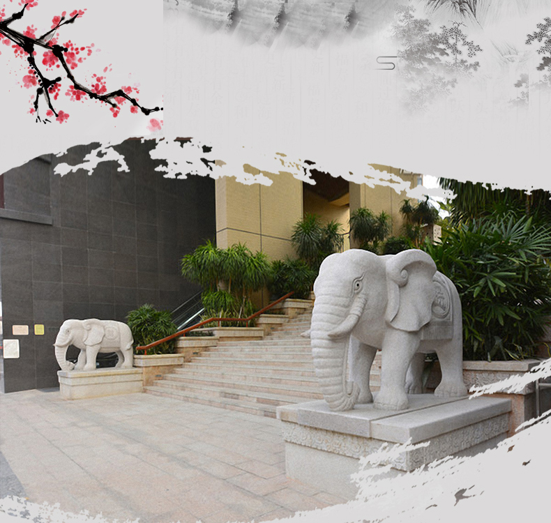 企業(yè)門(mén)口石雕，大象石雕