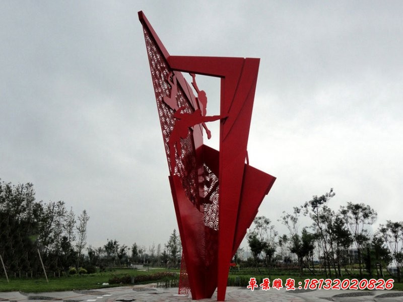 抽象剪影人物戶外廣場(chǎng)景觀，不銹鋼雕塑