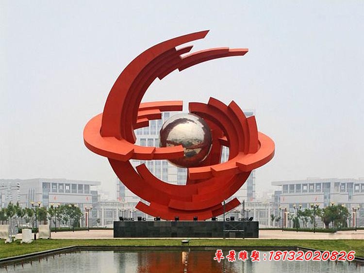 廣場大型創(chuàng)意球雕塑，不銹鋼景觀雕塑