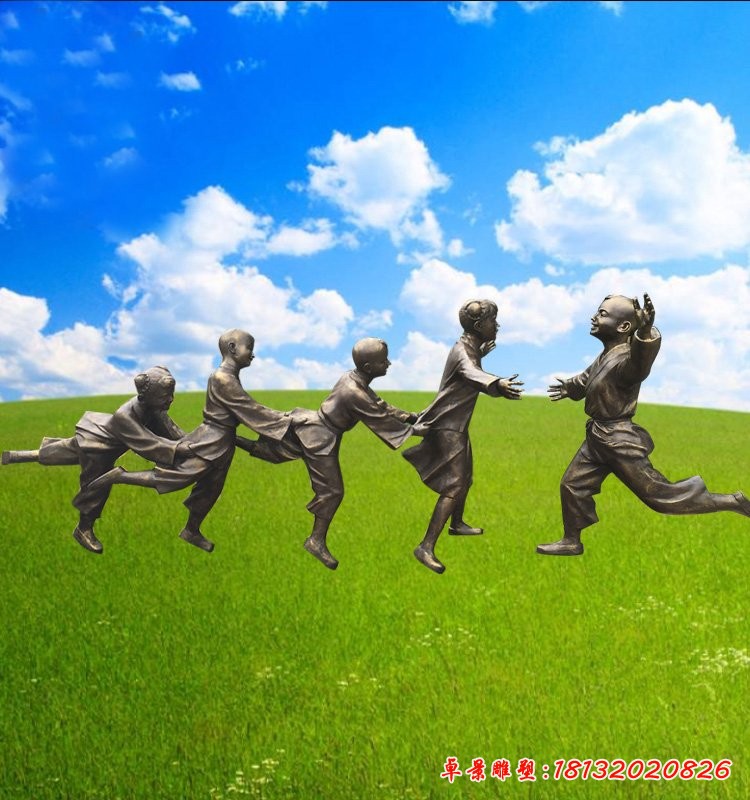 玻璃鋼仿銅人物雕塑，老鷹捉小雞雕塑 (1)[1][1]