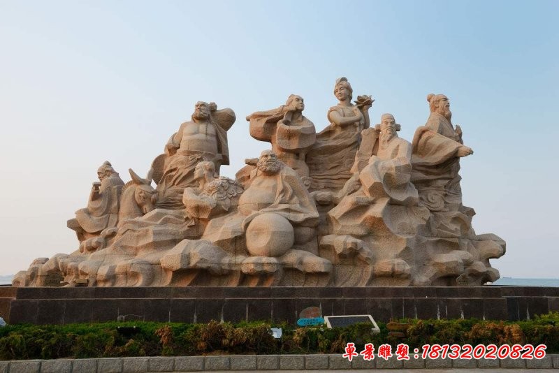 八仙過(guò)海石雕，廣場(chǎng)大理石神仙[1][1]