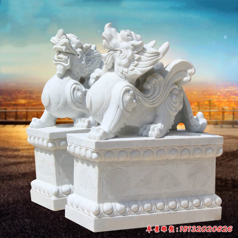 漢白玉立式貔貅石雕，門口招財貔貅 (3)[1]