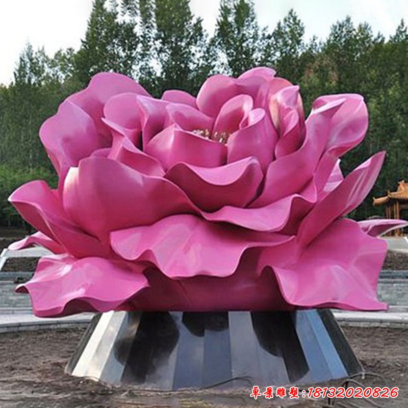 不銹鋼花朵雕塑，公園景觀擺件 (2)