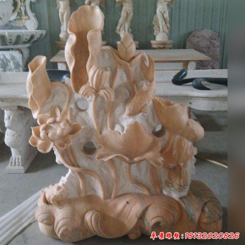 荷花石雕，景觀石雕