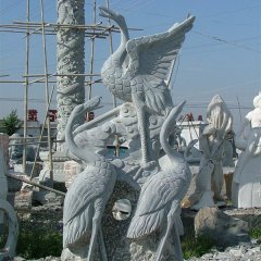 丹頂鶴石雕，青石丹頂鶴雕塑