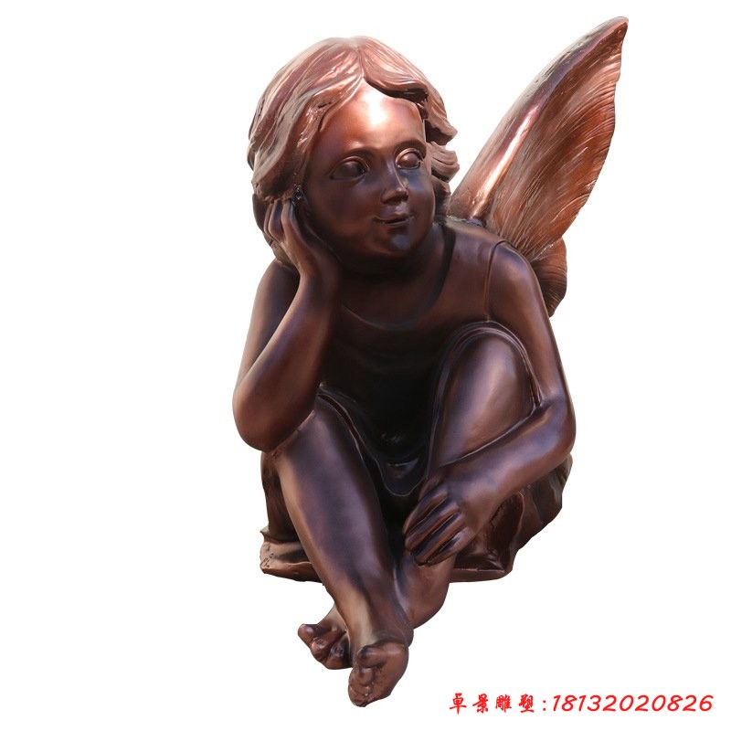 玻璃鋼仿銅西方小天使雕塑
