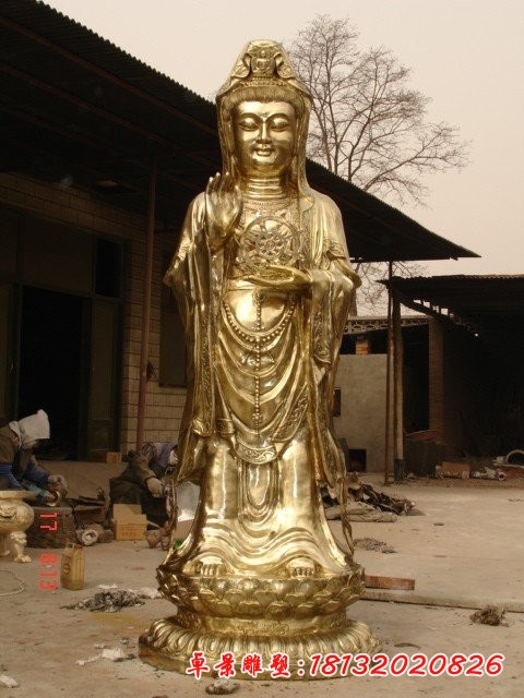 觀音菩薩銅雕，鑄銅觀音菩薩雕塑