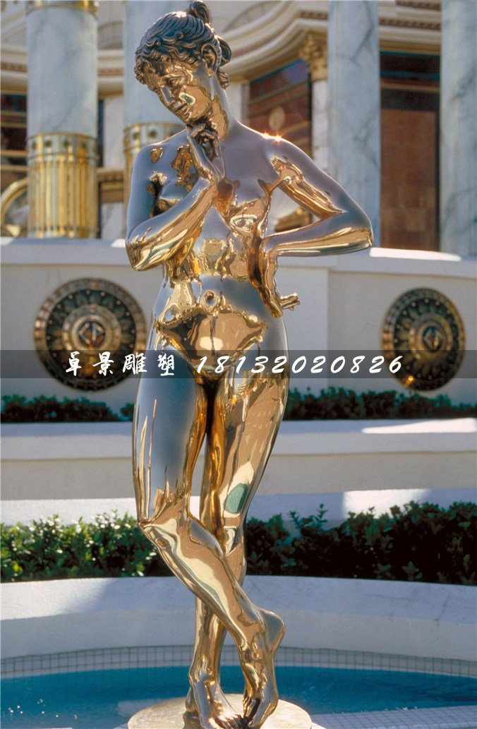不銹鋼少女雕塑，廣場(chǎng)人物雕塑