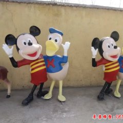 玻璃鋼米老鼠與唐老鴨雕塑，玻璃鋼卡通雕塑