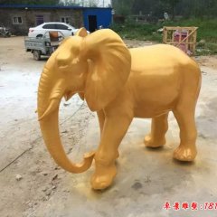 玻璃鋼大象雕塑，玻璃鋼噴漆大象雕塑