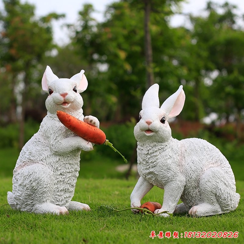 兔子雕塑，胡蘿卜雕塑，玻璃鋼卡通雕塑