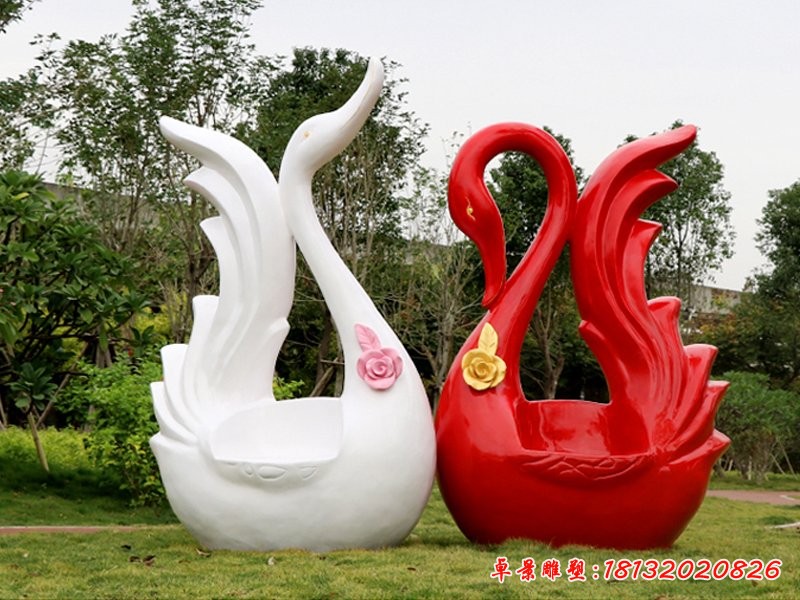 天鵝雕塑，公園玻璃鋼動物雕塑