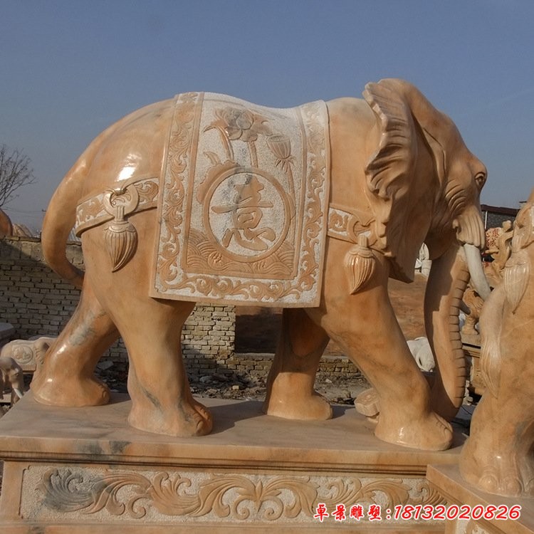 晚霞紅招財鎮宅大象雕塑