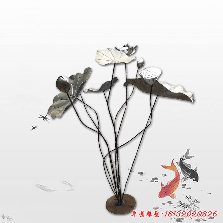 公園景區不銹鋼荷花荷葉雕塑