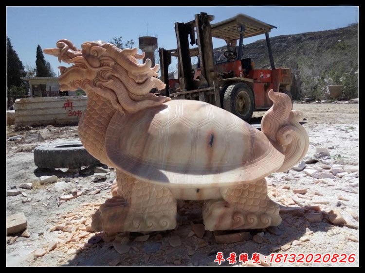 晚霞紅招財龍龜雕塑