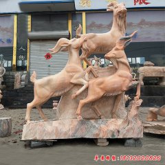 企業晚霞紅三羊開泰雕塑