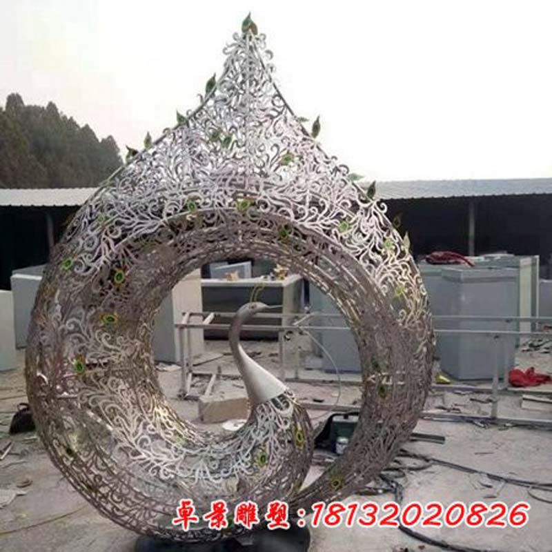 不銹鋼鏤空孔雀雕塑