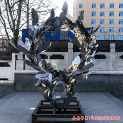 鏡面不銹鋼蝴蝶花環雕塑