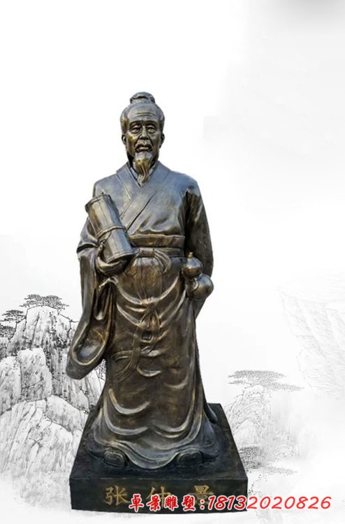 玻璃鋼仿銅名醫張仲景雕塑
