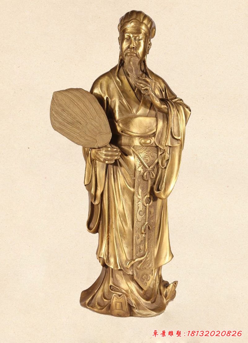 諸葛亮銅雕，古代名人銅雕