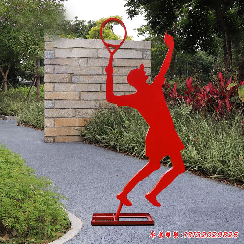 不銹鋼小區打羽毛球人物雕塑