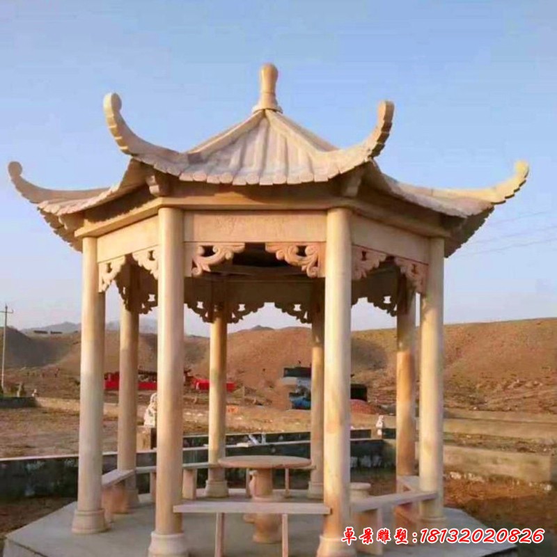 景區八角涼亭石雕