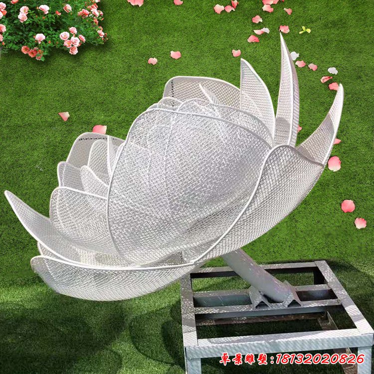 不銹鋼鏤空花朵 金屬鐵藝金蓮花雕塑戶(hù)外景觀(guān)裝飾荷花雕塑擺件3222