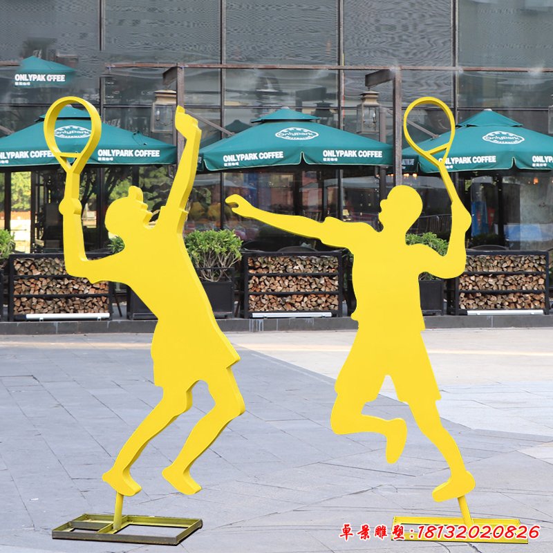 打羽毛球運(yùn)動(dòng)人物剪影不銹鋼雕塑