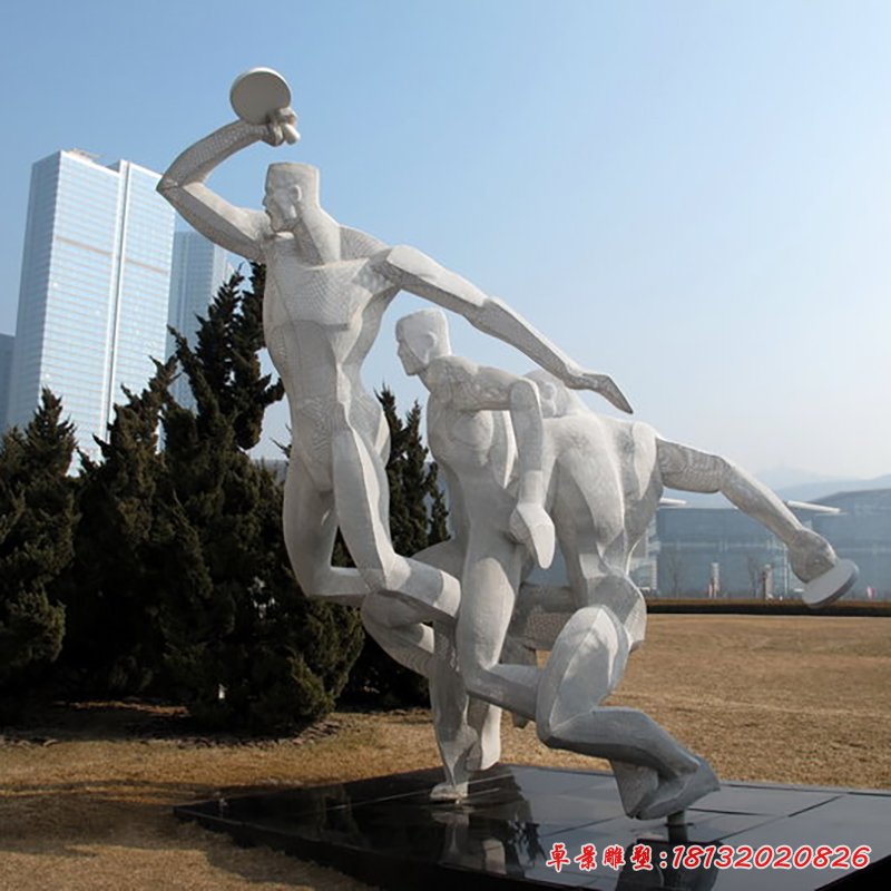 不銹鋼打乒乓球雕塑，抽象人物雕塑[1]