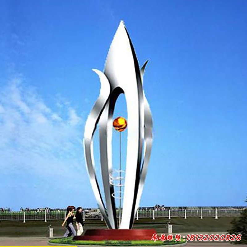 不銹鋼樹葉抽象花骨朵雕塑    企業景觀雕塑