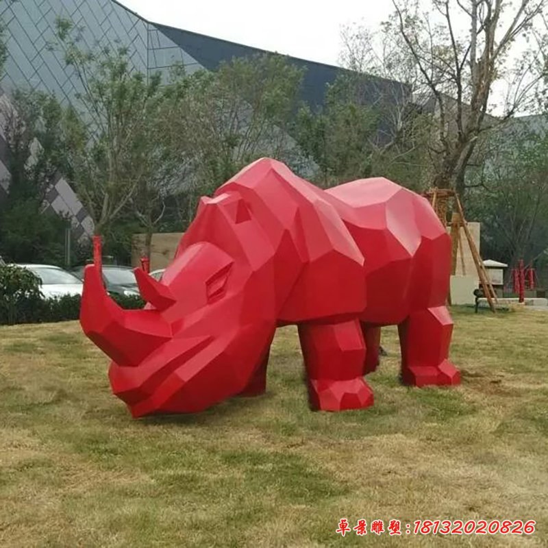 草坪犀牛動物不銹鋼雕塑