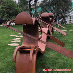 抽象劃船人物銅雕